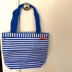 Shiseido blue stripped large beach tote bag brand new 16x14 inches